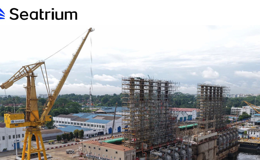 Power station vessel, Karadeniz Powership Fatmagul Sultan from Karpowership, undergoing repairs in Seatrium. (Image credit: Seatrium)